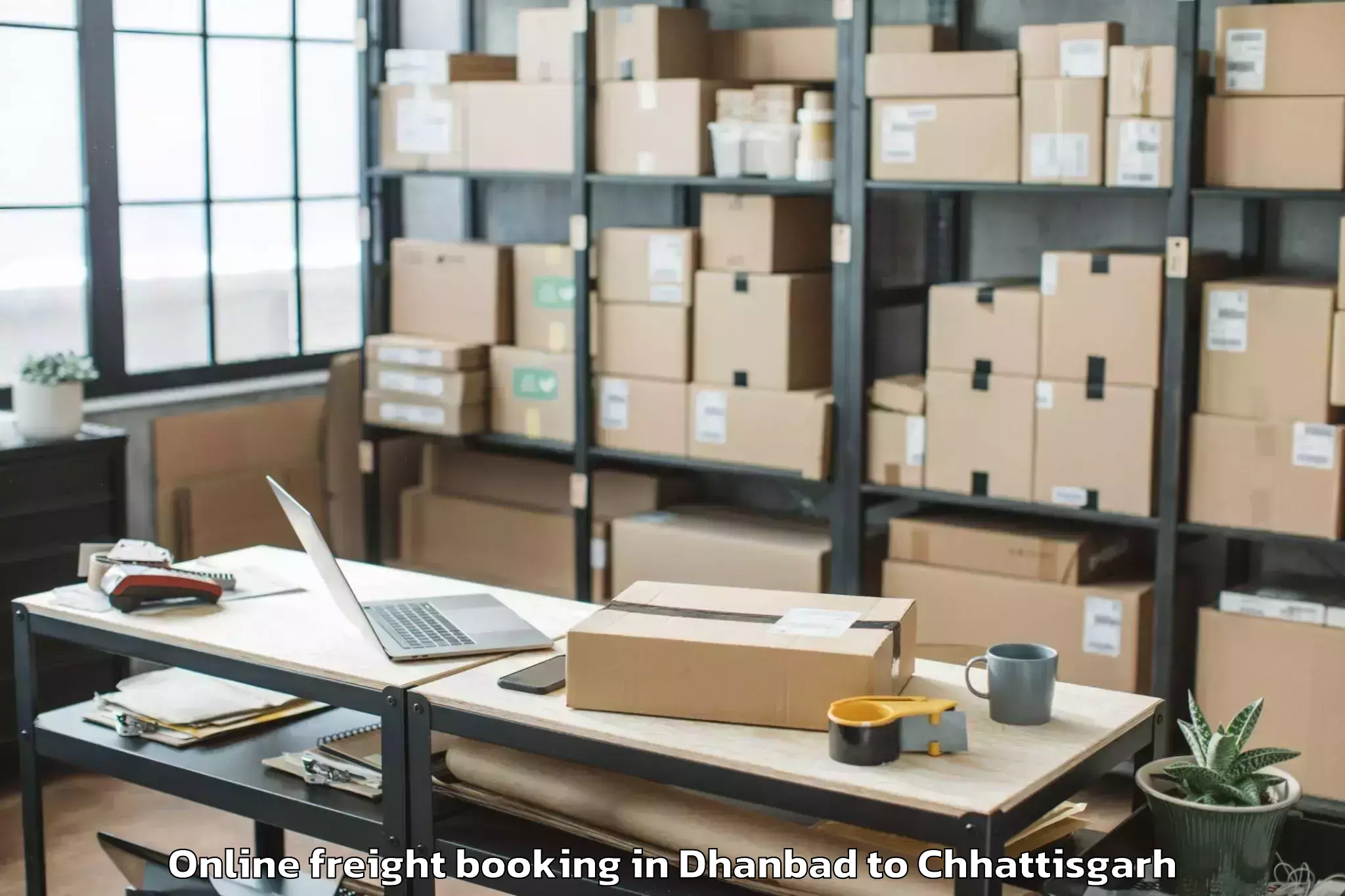 Top Dhanbad to Korba Online Freight Booking Available